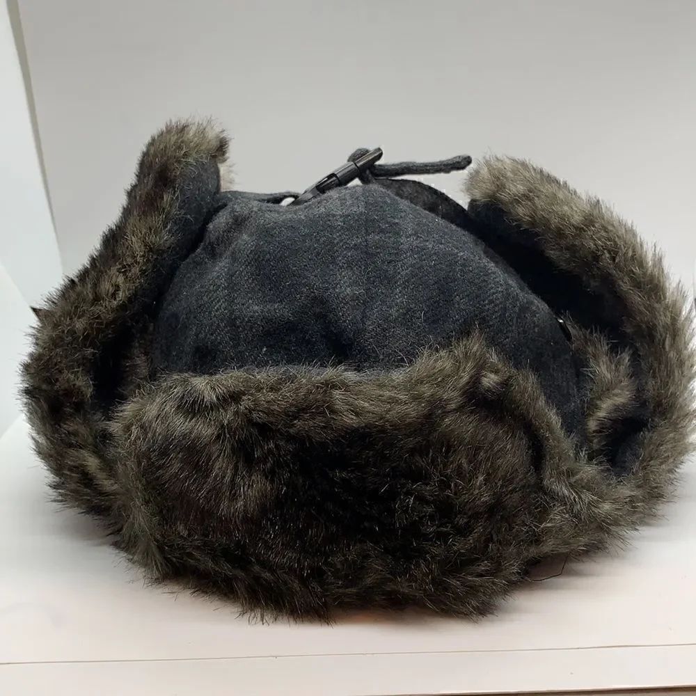 Target Wool blend Gray faux fur bomber hat